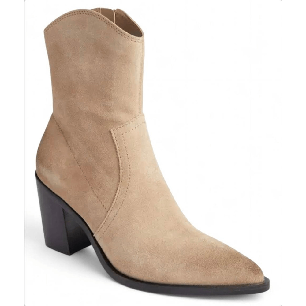BP. Surina Western Boot in Tan Smoke Size 5.5‎ Leather Block Heel Pointed Toe